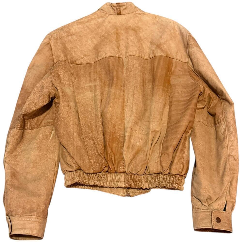 Cocolet Genuine Leather Tan Bomber Jacket Size 56 Brown Suede Zip Up - Picture 3 of 6